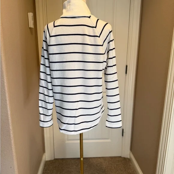 J. Crew Navy Striped Button-Collar Sweatshirt - New with tag - Picture 3 of 5